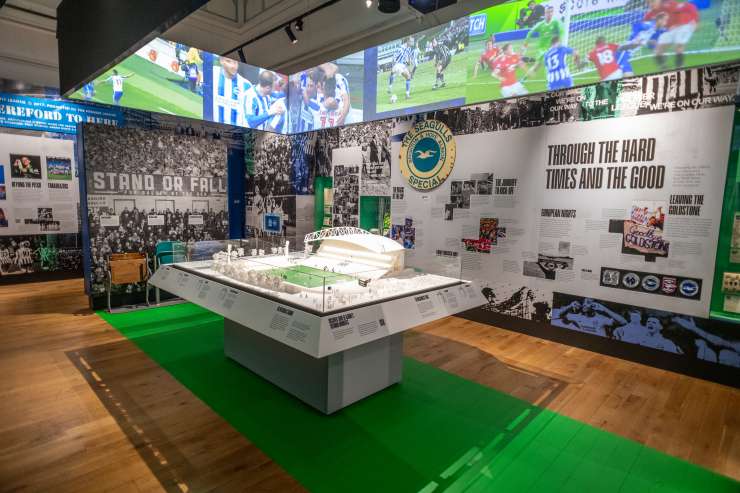 Photograph of the Brighton & Hove Albion FC exhibition at Brighton Museum and Art Gallery