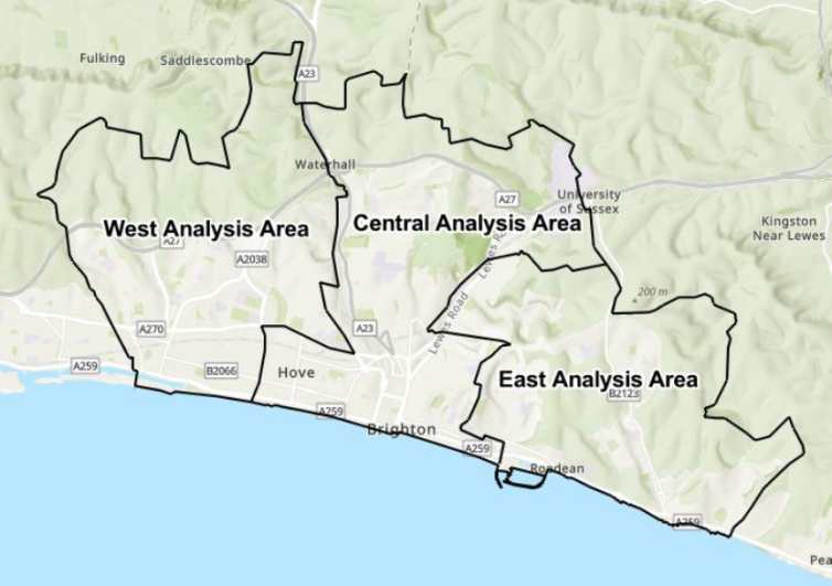 East, Central, West Analysis areas
